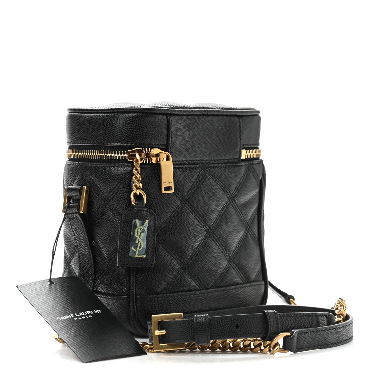 Saint Laurent Grain de Poudre Quilted 80's Vanity Bag Black 3 of 8