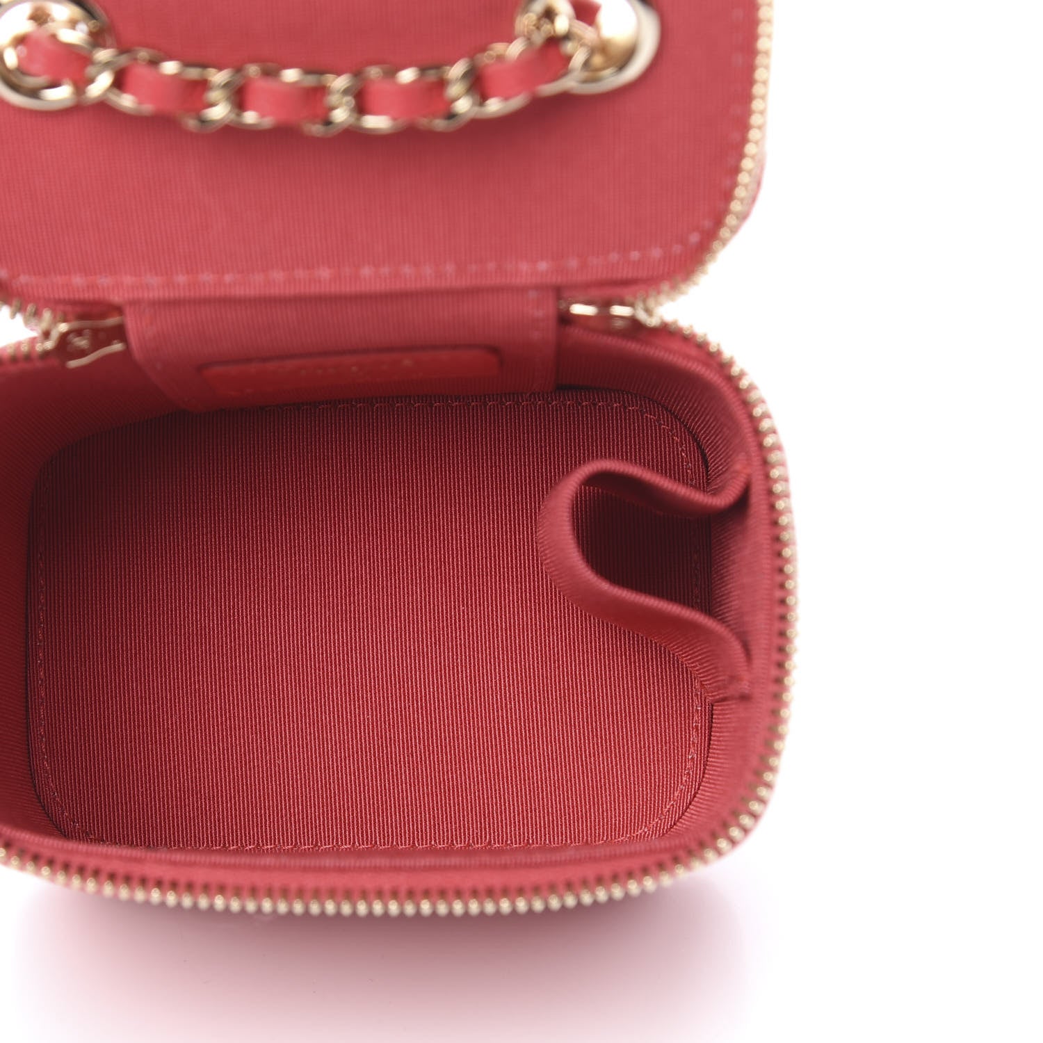 Chanel Caviar Quilted Mini Vanity Case With Chain Red 5 of 11