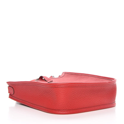 Hermes Taurillon Clemence Amazone Evelyne TPM Rouge Casaque Etain 4 of 7