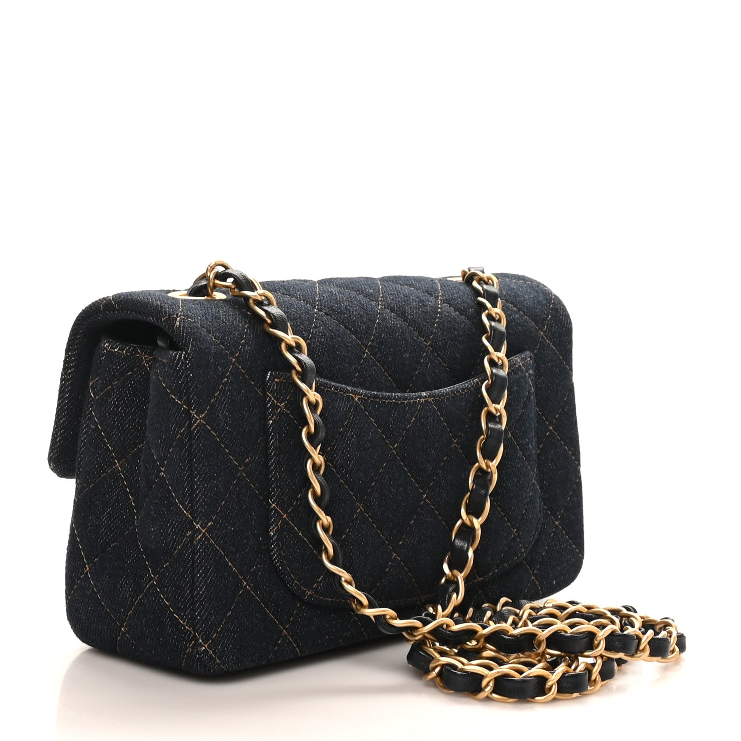 Chanel Denim Quilted Mini Rectangular Flap Dark Blue 3 of 11