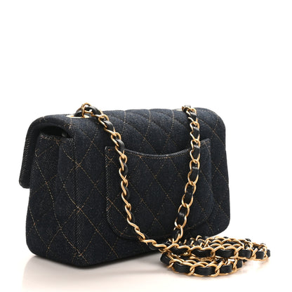 Chanel Denim Quilted Mini Rectangular Flap Dark Blue 3 of 11