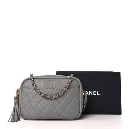 Chanel Caviar Quilted Coco Tassel Small Camera Case Grey 10 of 10