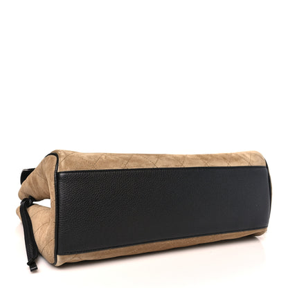 Chanel Grained Calfskin Suede Urban Essentials Large Shopping Bag  Dark Beige Black 4 of 11