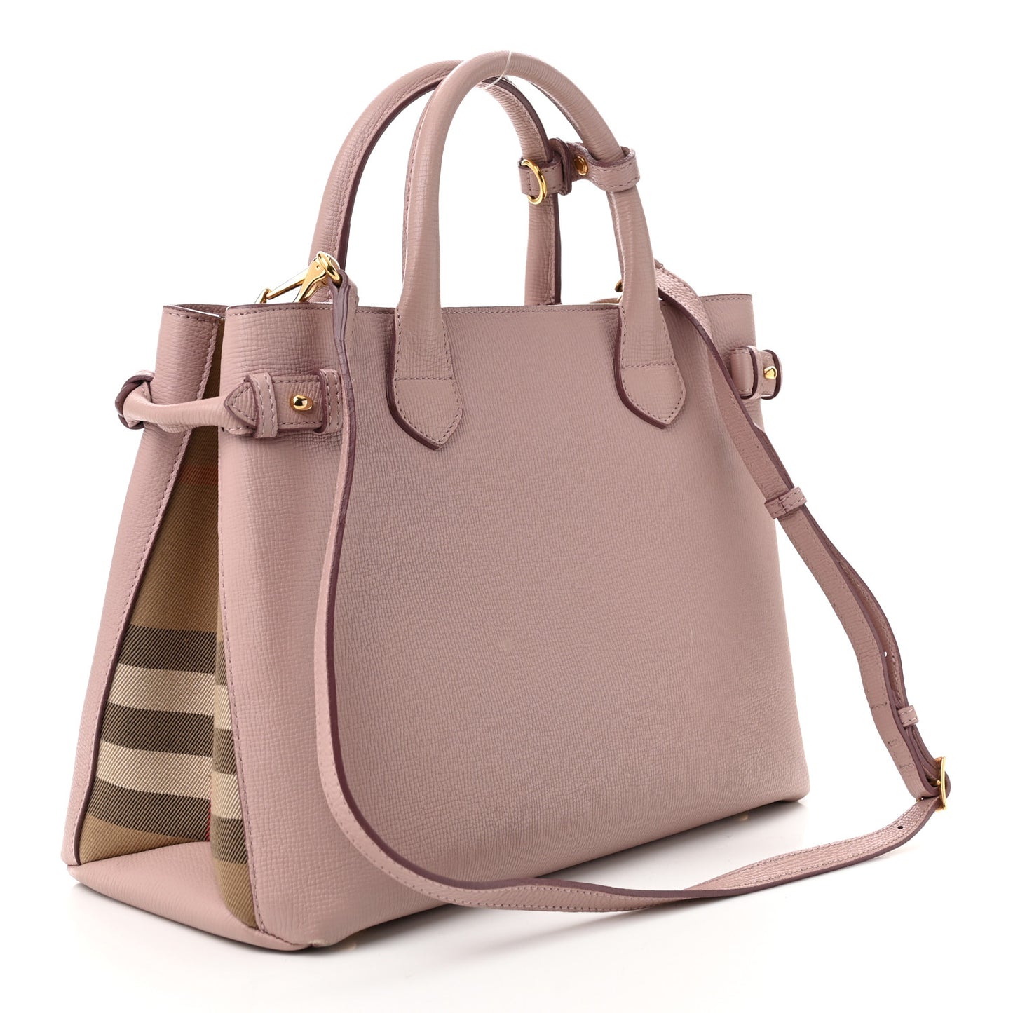 Derby Calfskin House Check Medium Banner Tote Pale Orchid