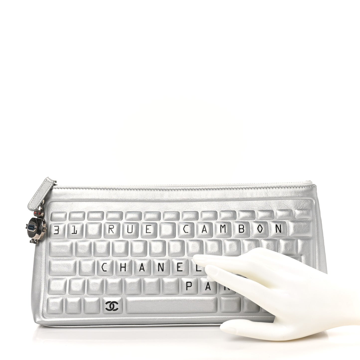 Metallic Calfskin Keyboard Pouch Silver