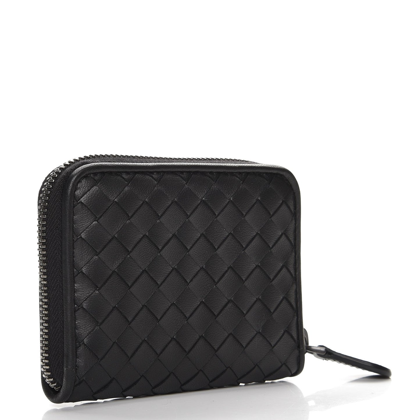 Nappa Intrecciato Zip Around Coin Purse Nero Black