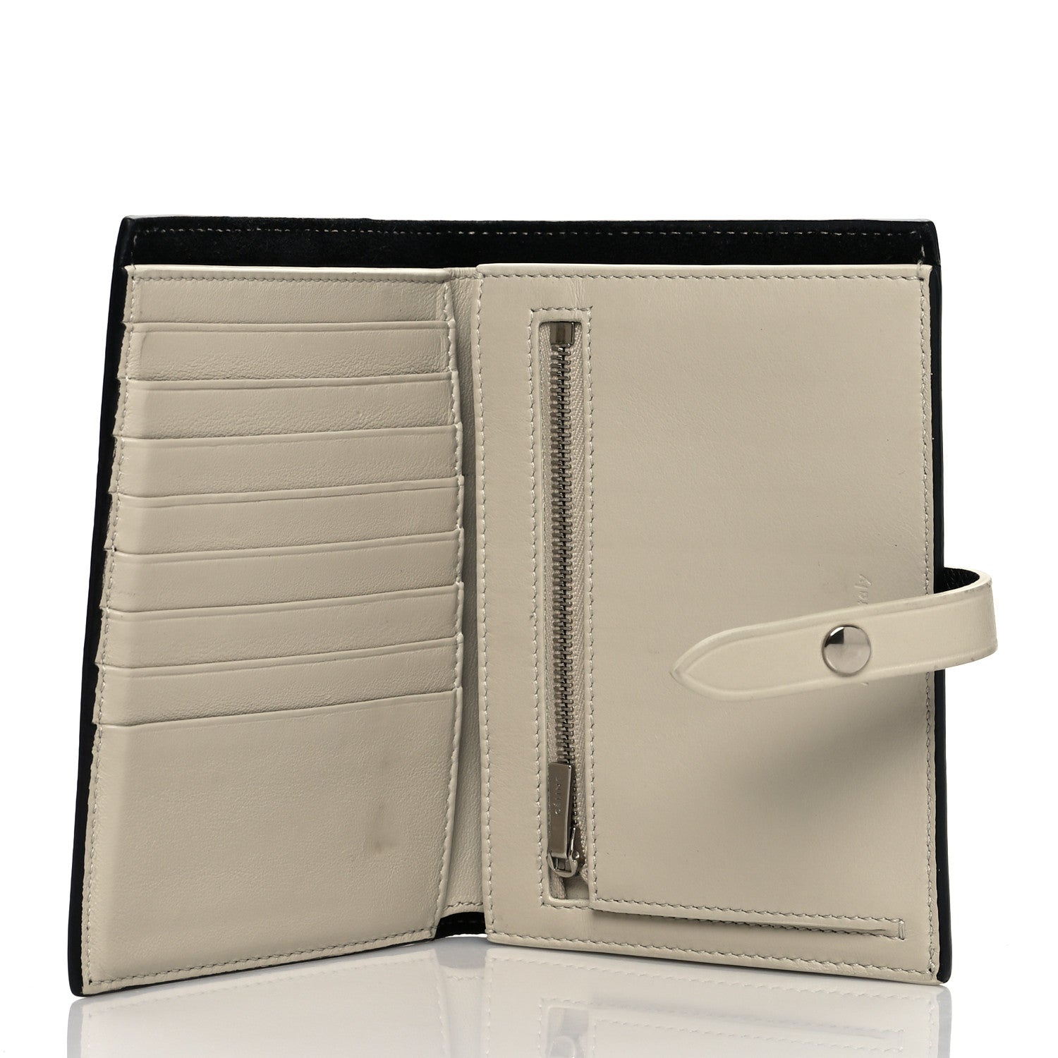 Celine Grained Calfskin Medium Multifunction Strap Wallet Black Chalk 5 of 10