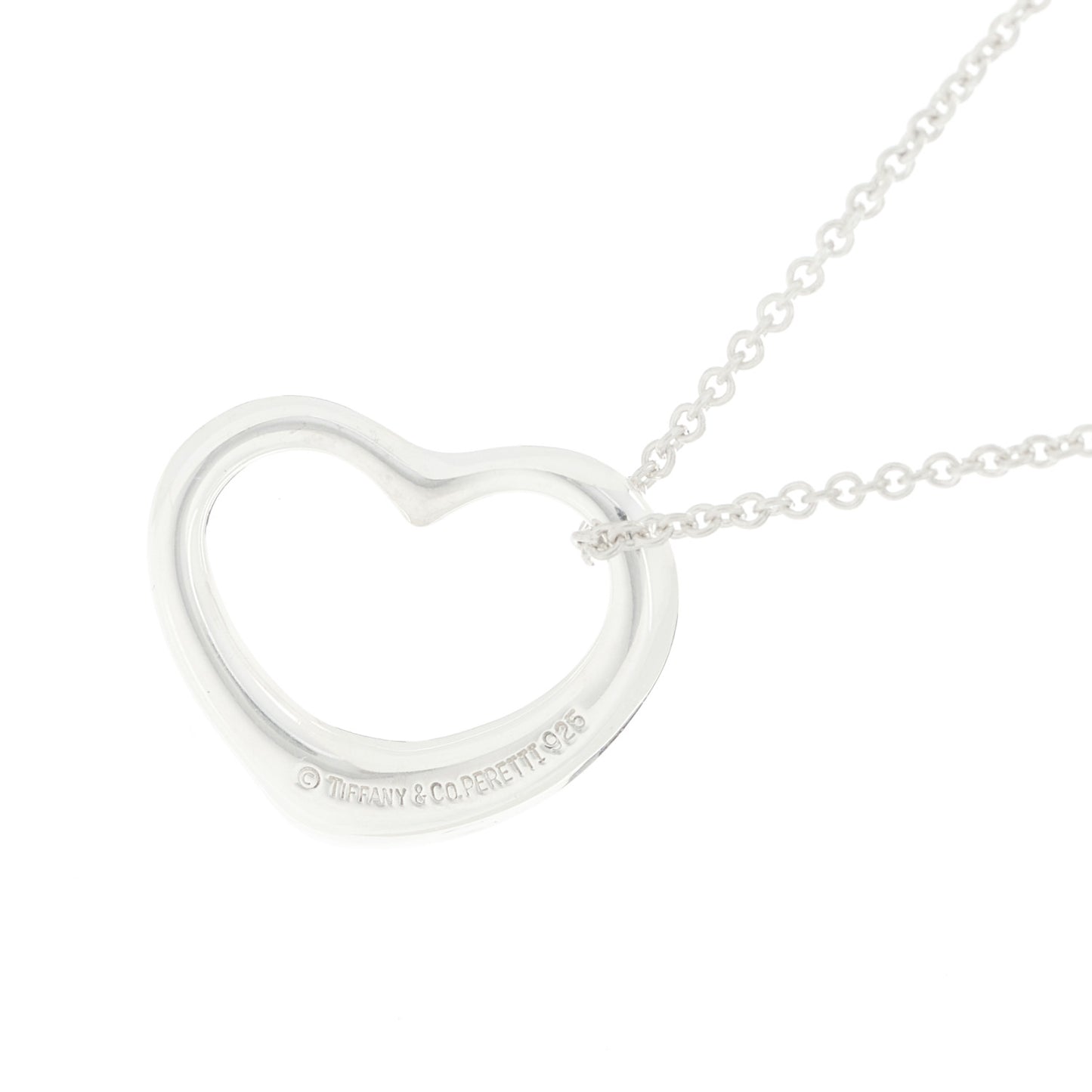 Sterling Silver 22mm Elsa Peretti Open Heart Pendant Necklace