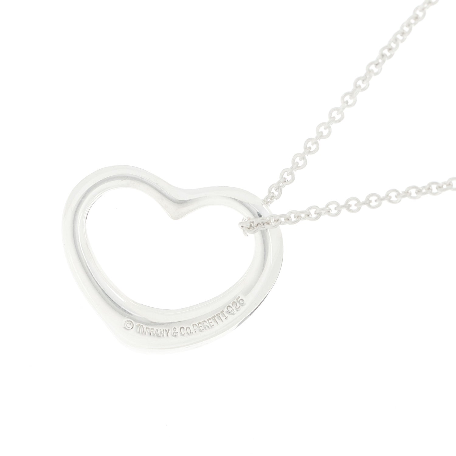 Tiffany Sterling Silver 22mm Elsa Peretti Open Heart Pendant Necklace 6 of 7