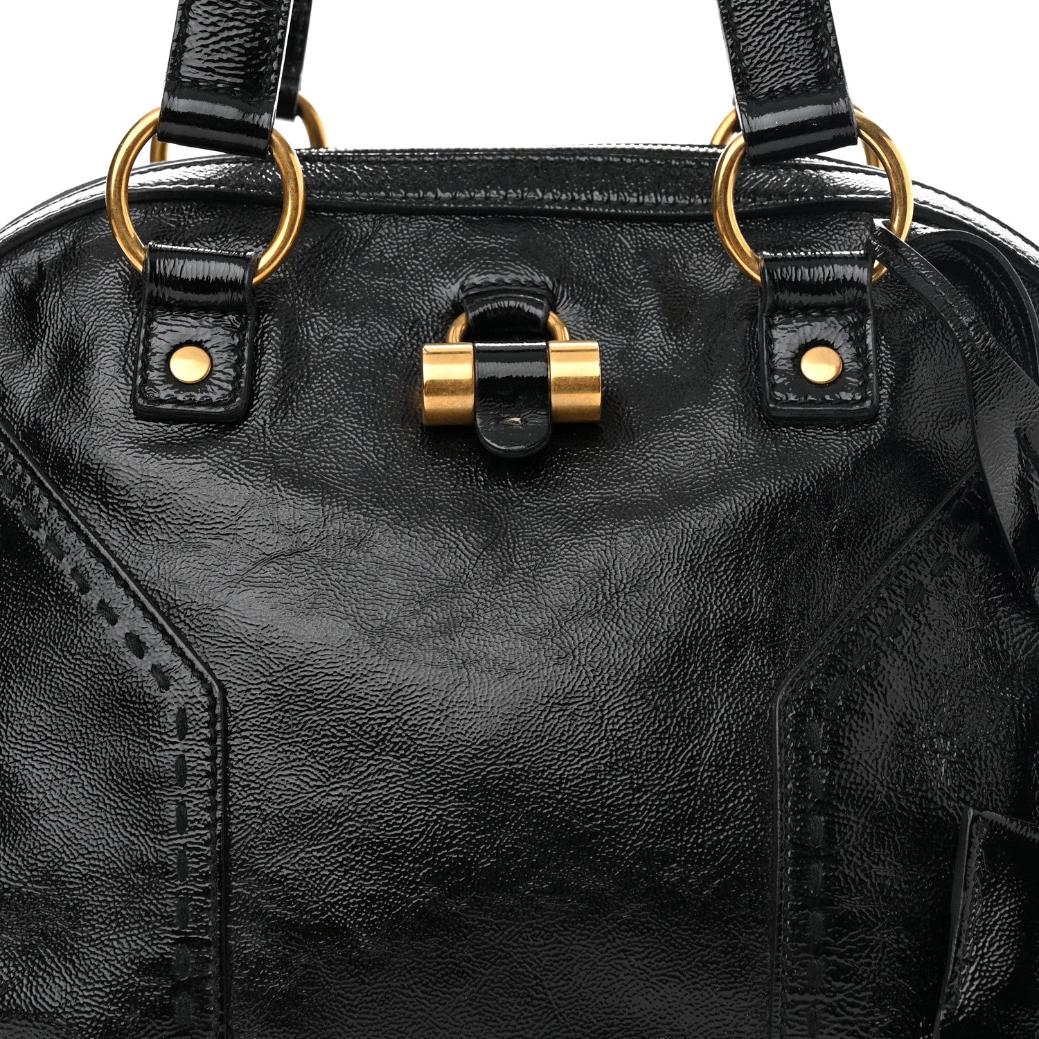 Saint Laurent Textured Patent Calfskin Large Muse Black 8 of 10