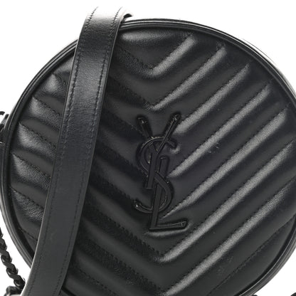 Saint Laurent Calfskin Matelasse Chevron Round Vinyle Camera Bag Black 8 of 13