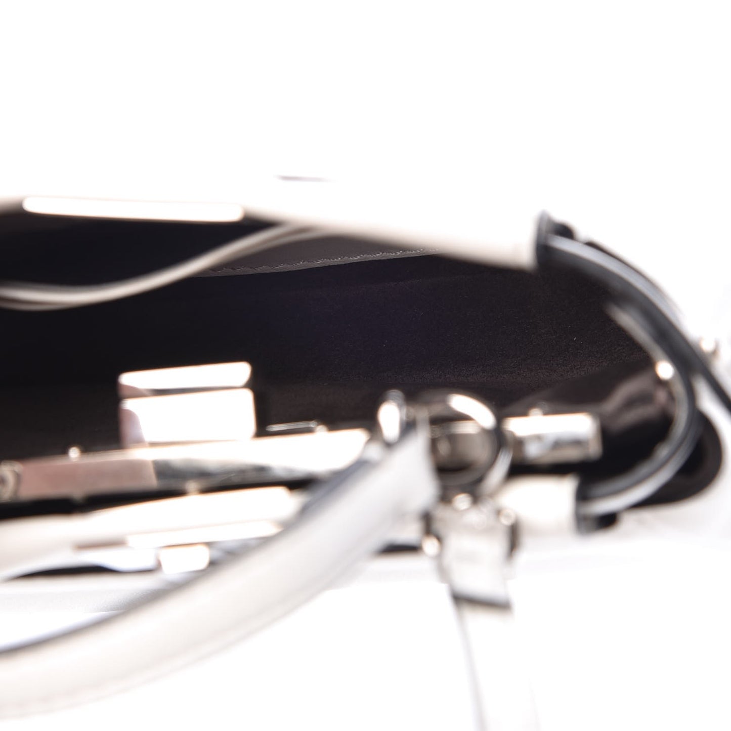 Shiny Nappa Micro Peekaboo Iconic Satchel White