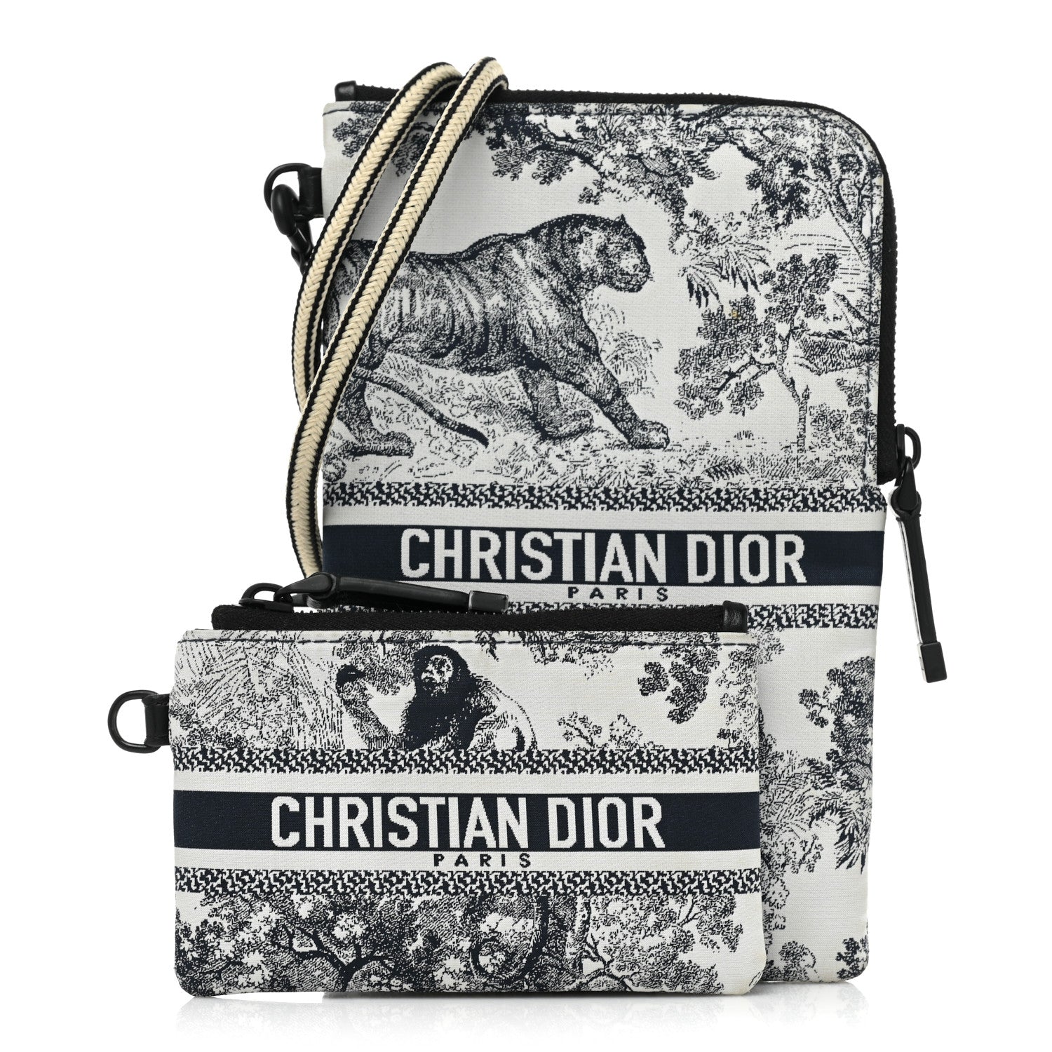 Christian Dior Technical Fabric Embroidered Toile De Jouy DiorTravel Multifunction Pouch Blue 1 of 12