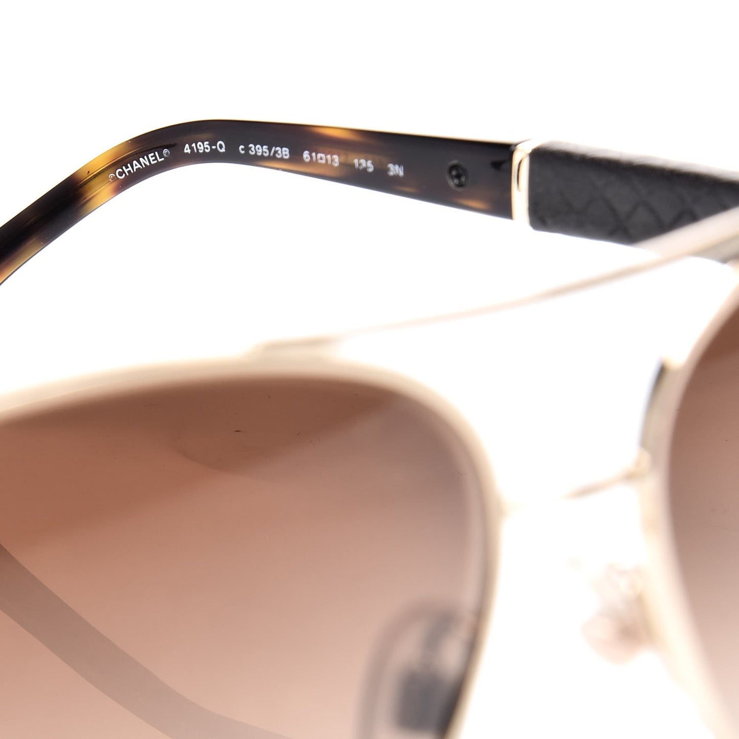 Lambskin Quilted CC Aviator Sunglasses 4195-Q Brown Gold