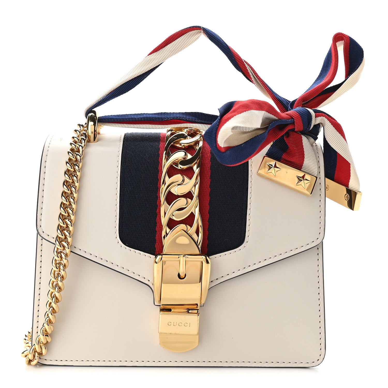 Gucci Calfskin Mini Sylvie Chain Shoulder Bag White 1 of 9