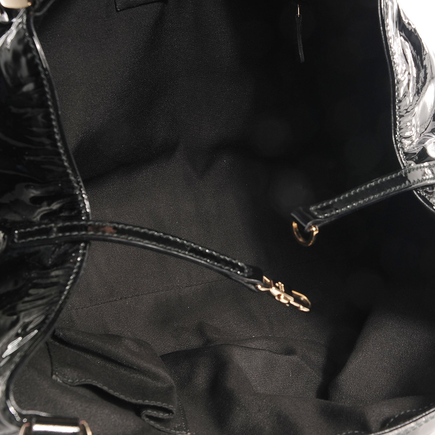 Gucci Patent D Gold Large Shoulder Bag Black 5 of 7