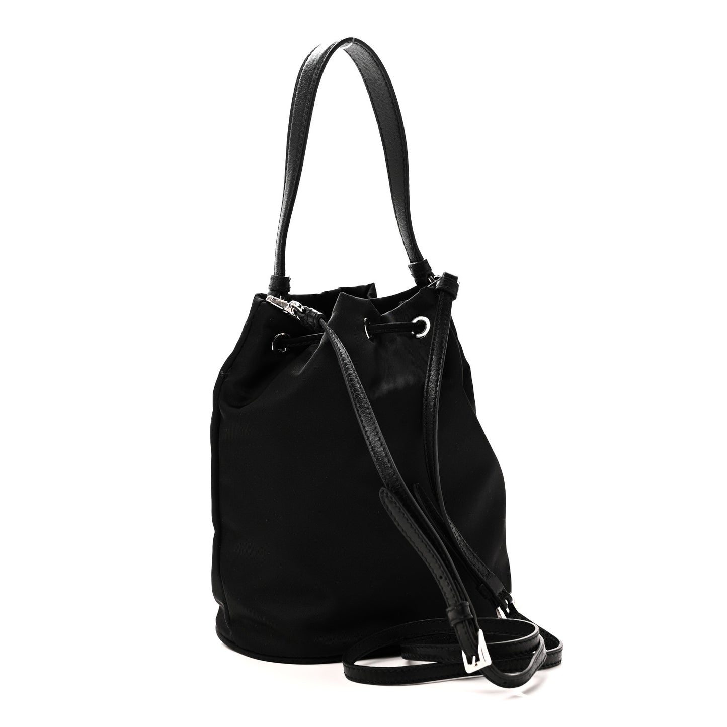 Tessuto Saffiano Ricamo Sequin Crystal Embellished Mini Re-Edition 1978 Bucket Bag Black