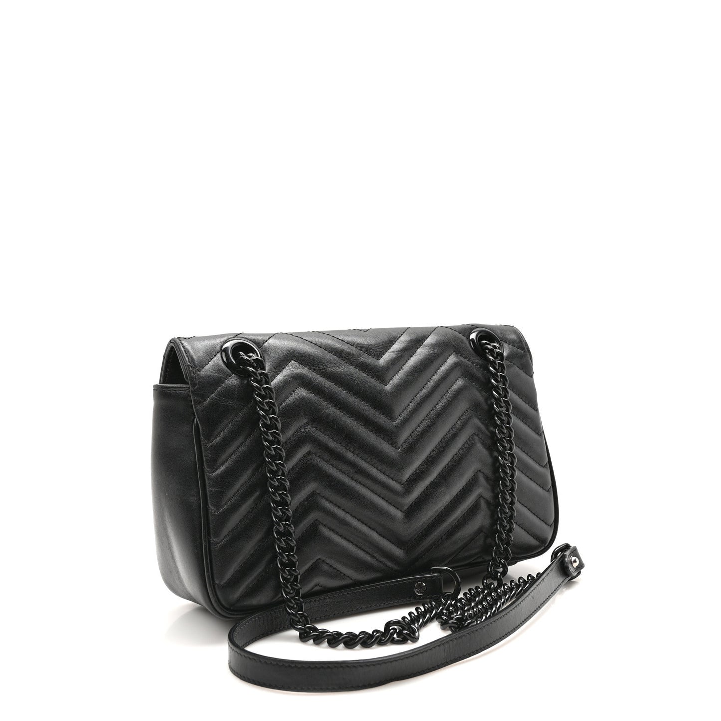 Calfskin Matelasse Monochrome Medium GG Marmont Shoulder Bag Black