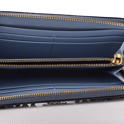 Prada Saffiano Vernice Crystal Studded Zip Around Wallet Blue 5 of 13