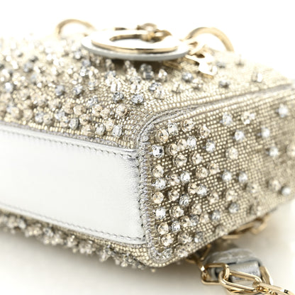 Christian Dior Metallic Lambskin Crystal Beaded Embroidered Micro Lady D-Joy Silver 10 of 11