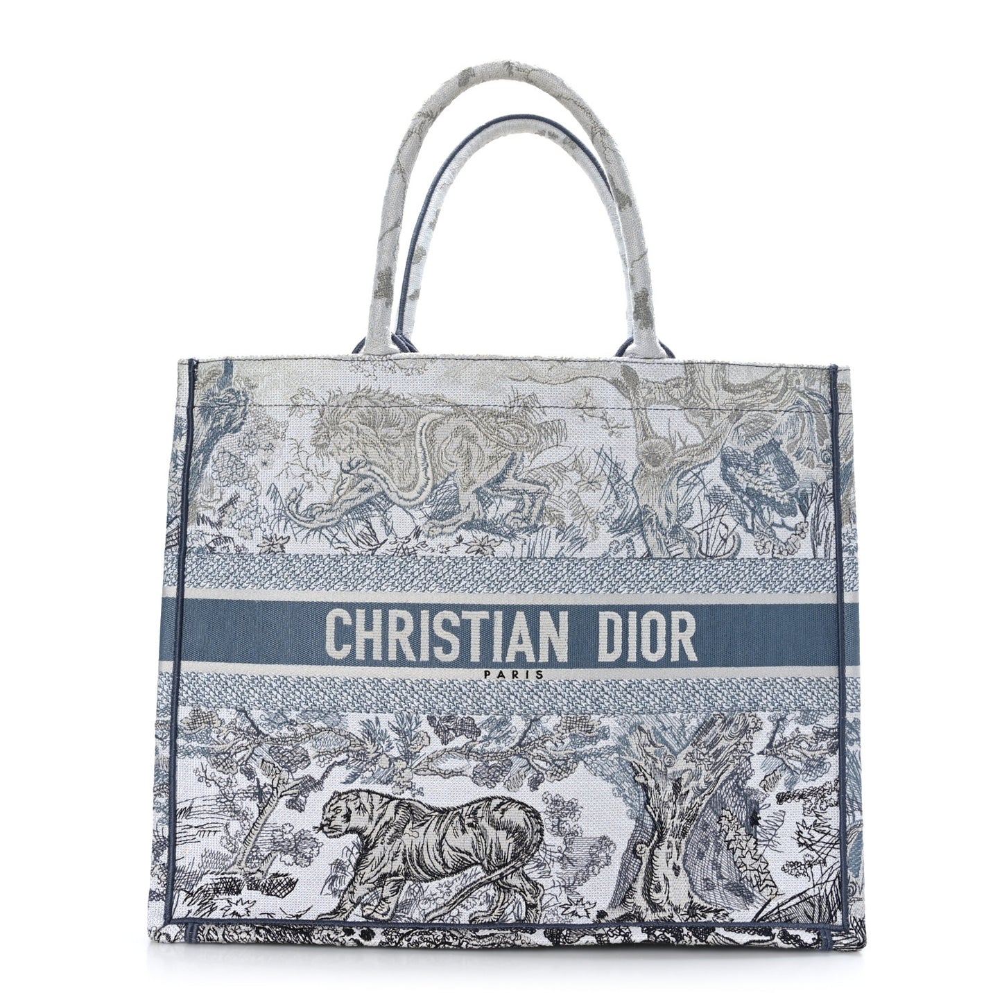 Gradient Canvas Embroidered Large Dioriviera Toile De Jouy Book Tote Blue