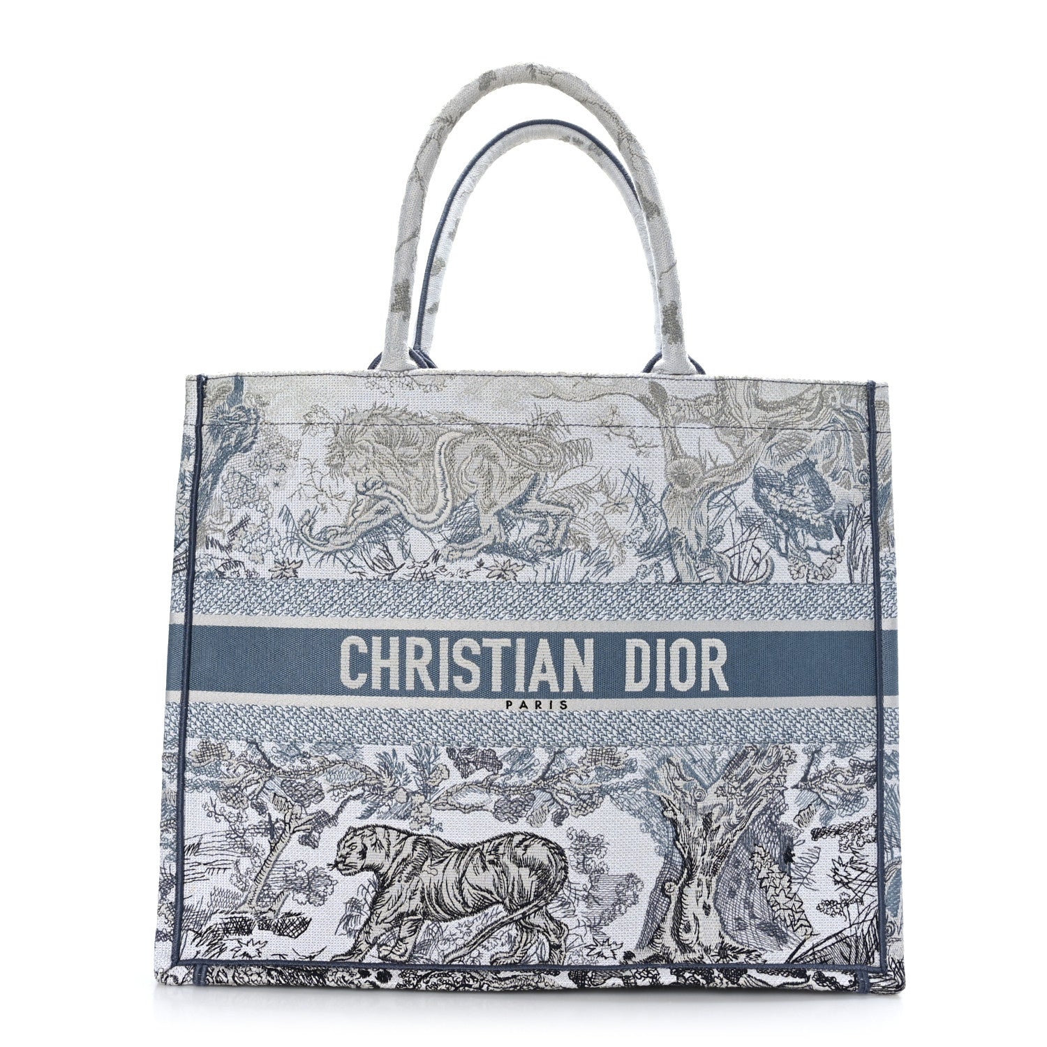 Christian Dior Gradient Canvas Embroidered Large Dioriviera Toile De Jouy Book Tote Blue 1 of 9