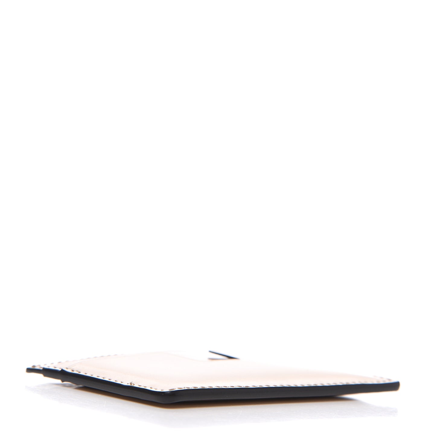 Metallic Calfskin Card Holder Gold