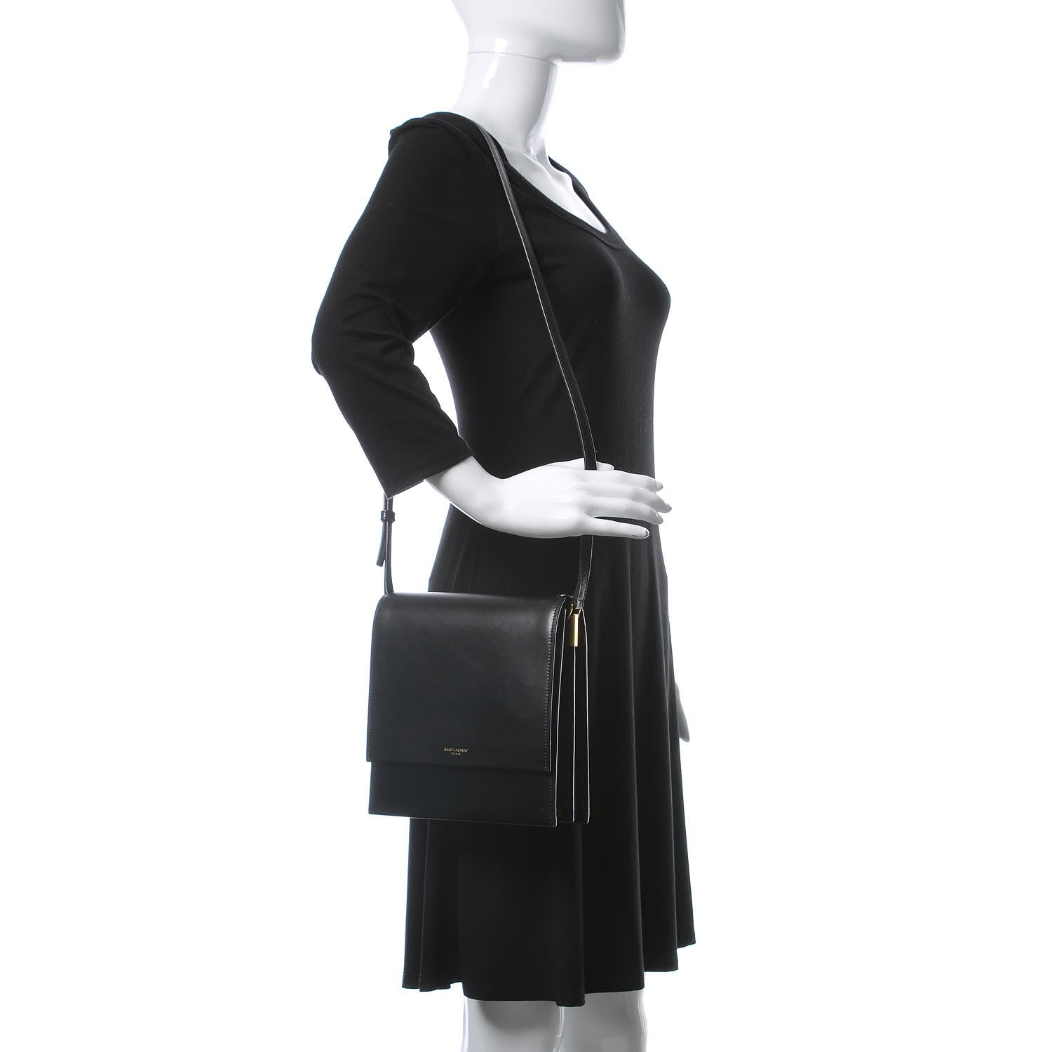 Saint Laurent Calfskin Sao Shoulder Bag Black 2 of 11