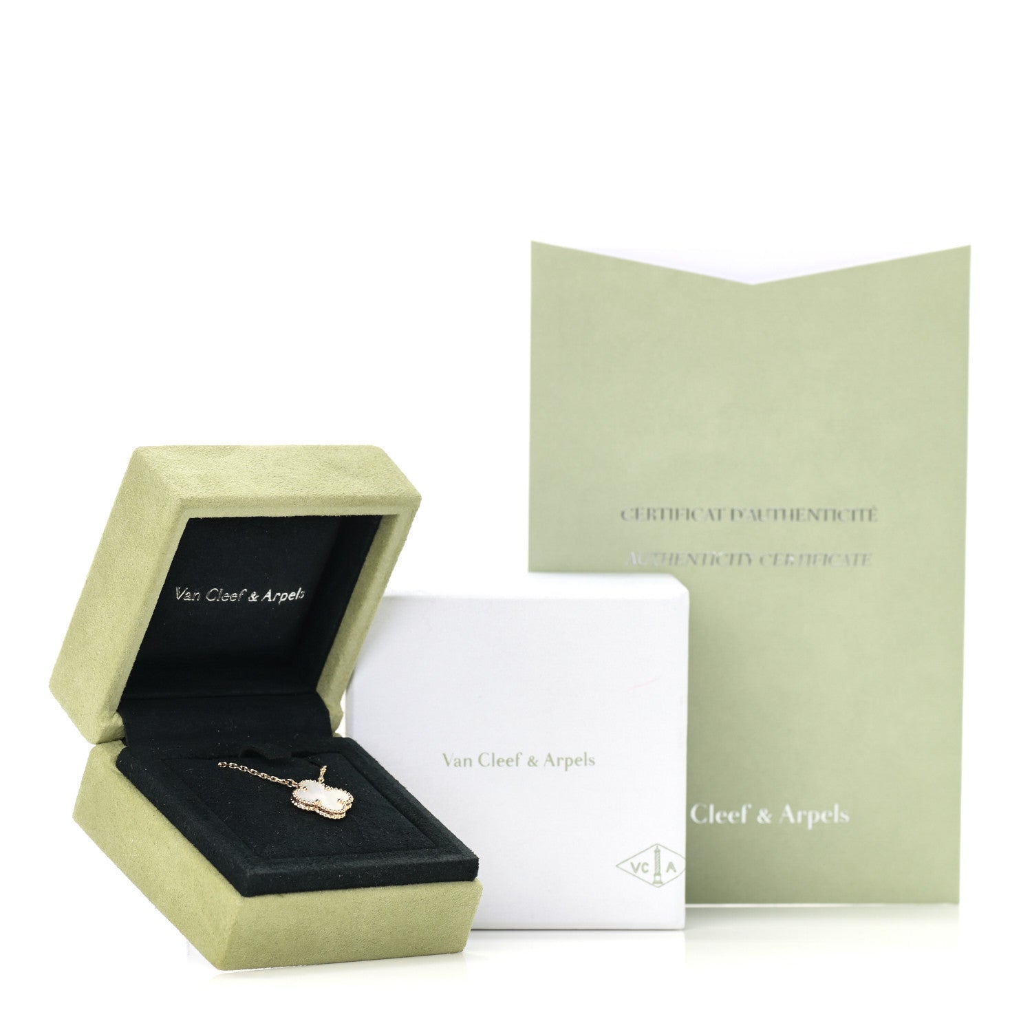 Van Cleef & Arpels 18K Yellow Gold Mother of Pearl Vintage Alhambra Pendant Necklace 7 of 7