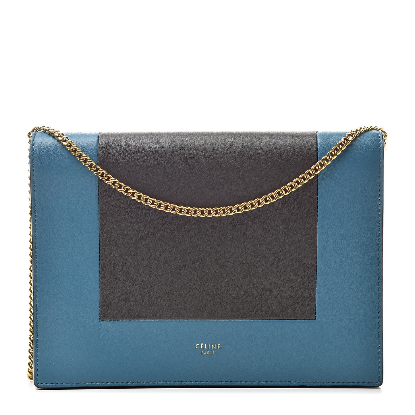 Smooth Lambskin Frame Evening Chain Clutch Turchese Liquorice