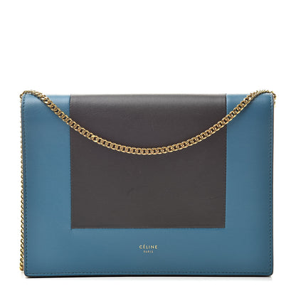 Celine Smooth Lambskin Frame Evening Chain Clutch Turchese Liquorice 1 of 14