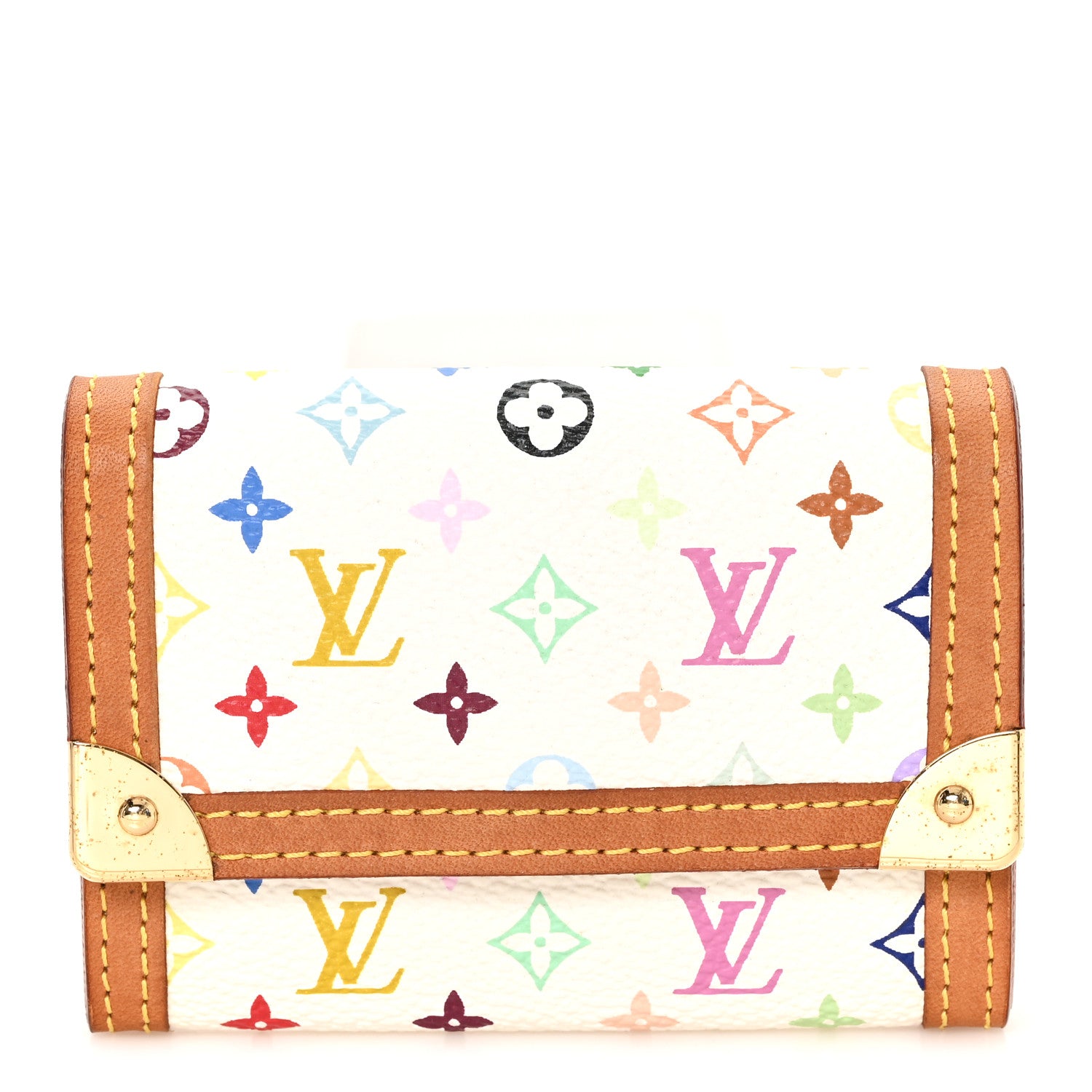 Louis Vuitton Monogram Multicolor Porte-Monnaie Plat Coin Purse White 1 of 6