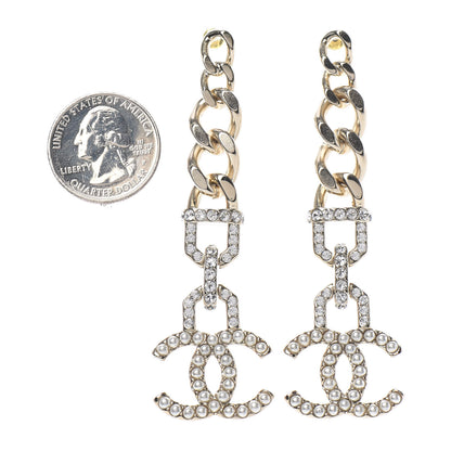 Chanel Metal Crystal CC Vendome CC Dangle Earrings Gold 2 of 4