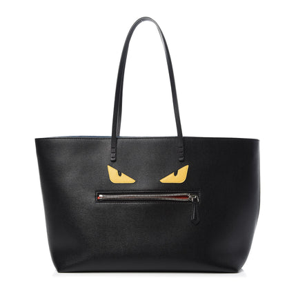 Fendi Vitello Elite Cuoio Monster Buggies Medium Roll Tote Black Multicolor Blue Cobalto 1 of 11