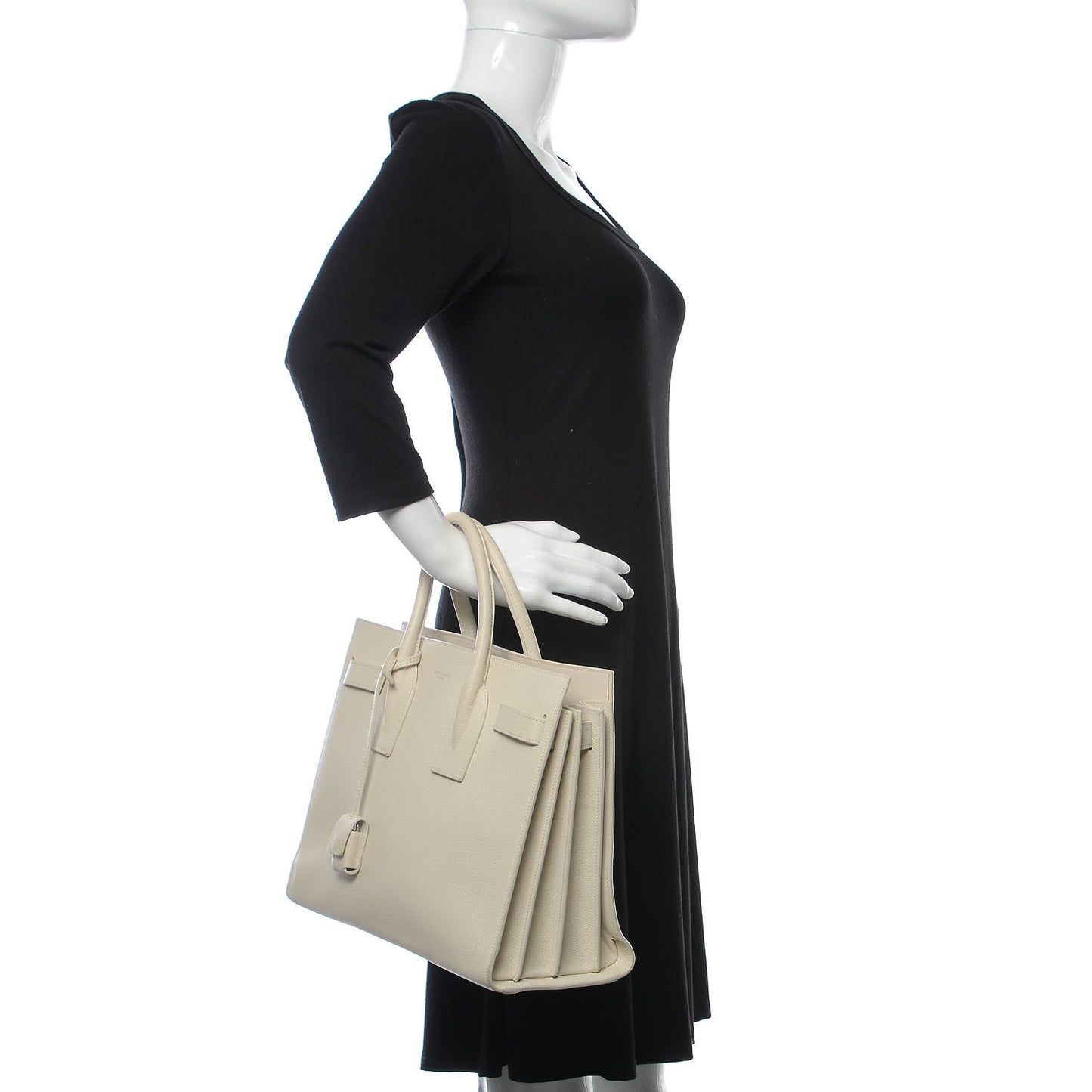 Grained Calfskin Small Sac De Jour Dove White