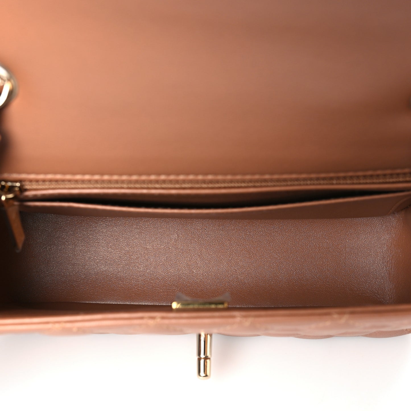 Lambskin Quilted Mini Rectangular Flap Brown