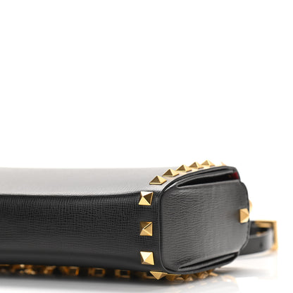 Valentino Garavani Grainy Calfskin Rockstud Alcove Box Clutch Black 9 of 10