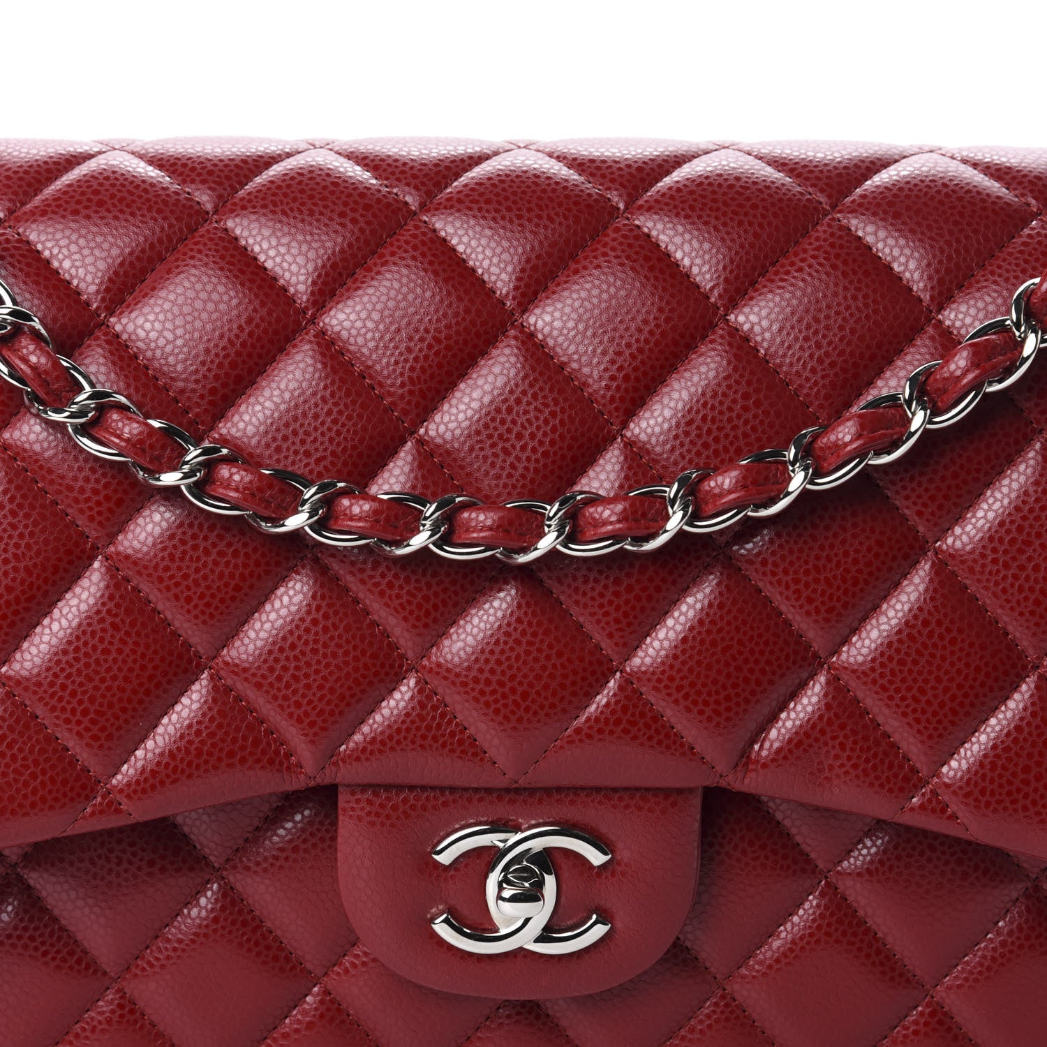 Chanel Caviar Quilted Jumbo Double Flap Red 11 of 11