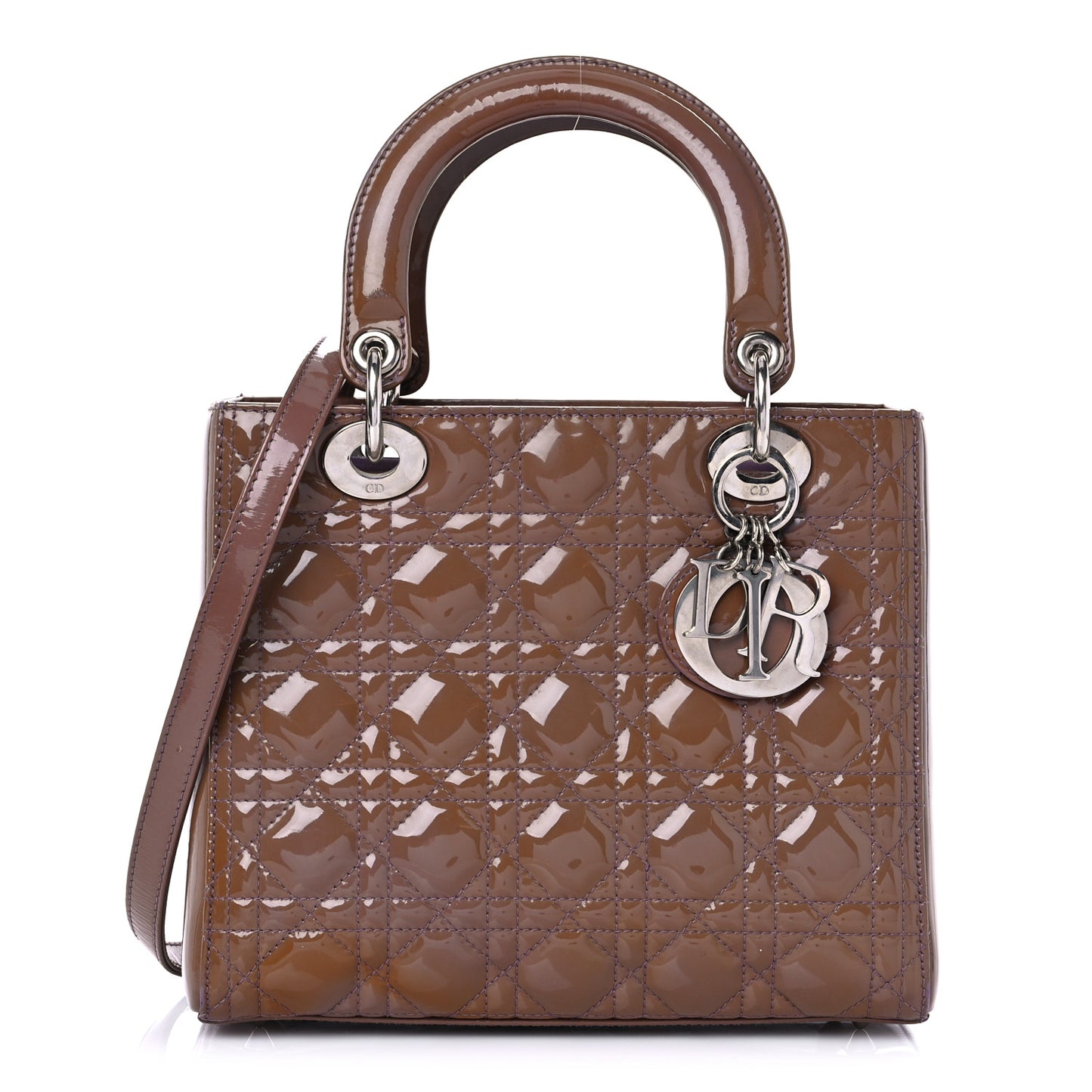Patent Cannage Medium Lady Dior Brown
