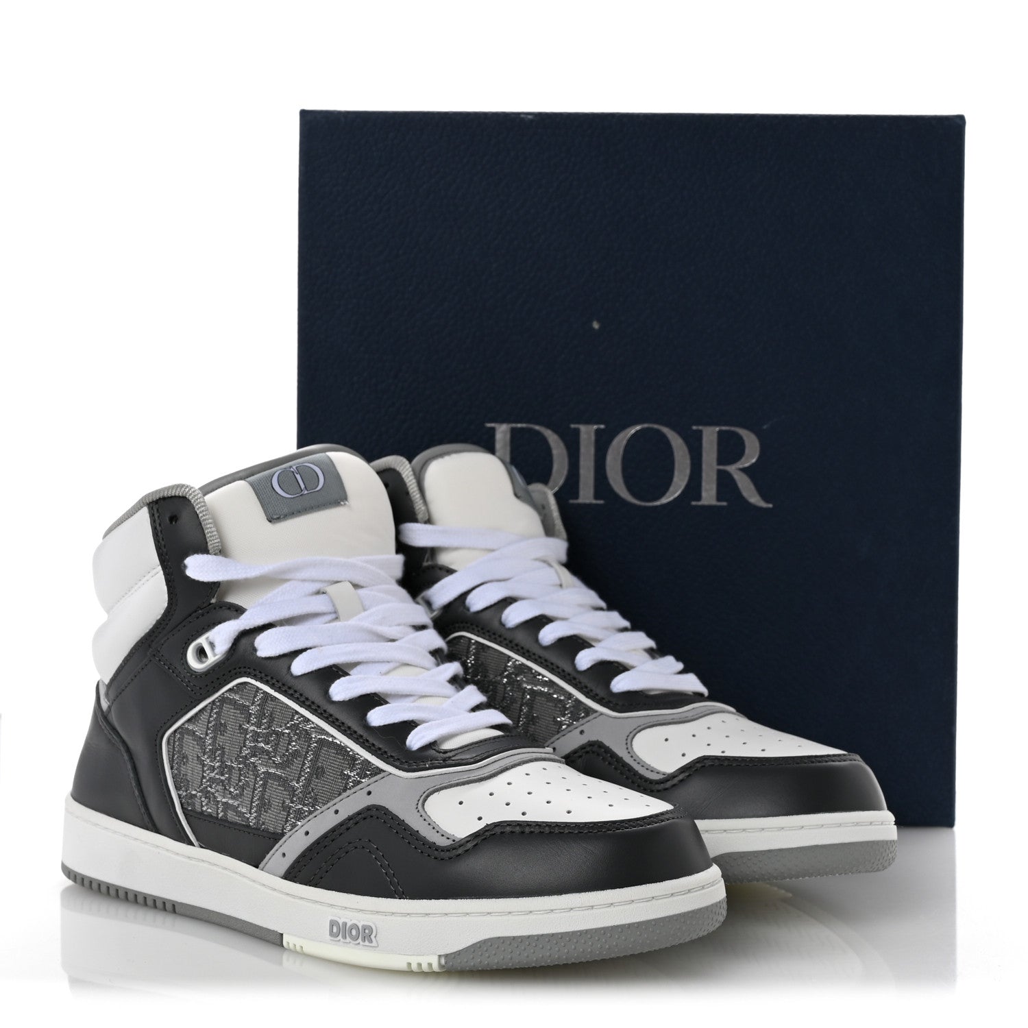 Christian Dior Smooth Calfskin Jacquard Oblique Mens B27 High Top Sneakers 40 Grey 10 of 10