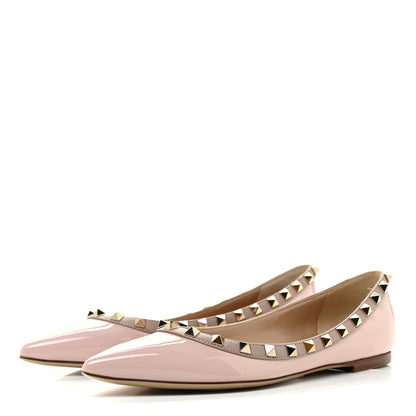 Valentino Garavani Patent Rockstud Ballerina Flats 37 Water Rose Poudre 3 of 8