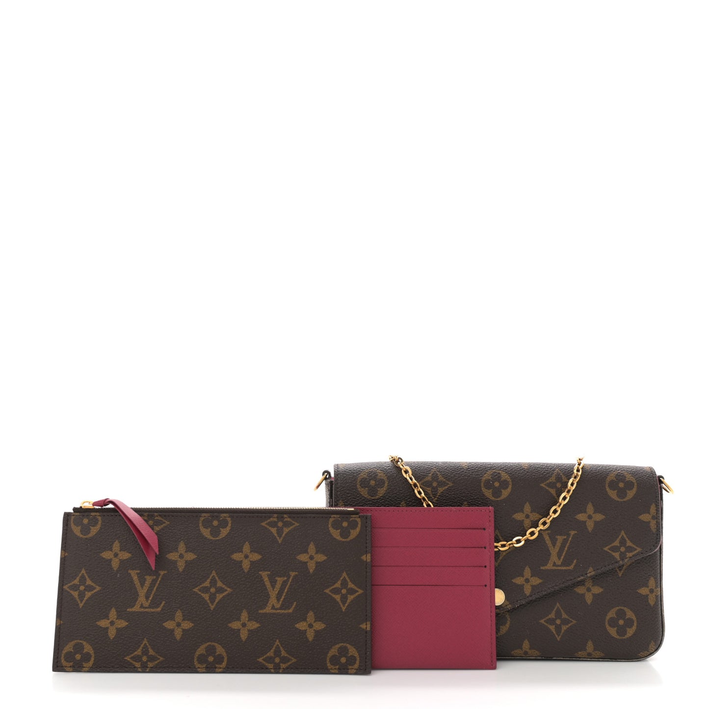 Monogram Pochette Felicie Chain Wallet Fuchsia
