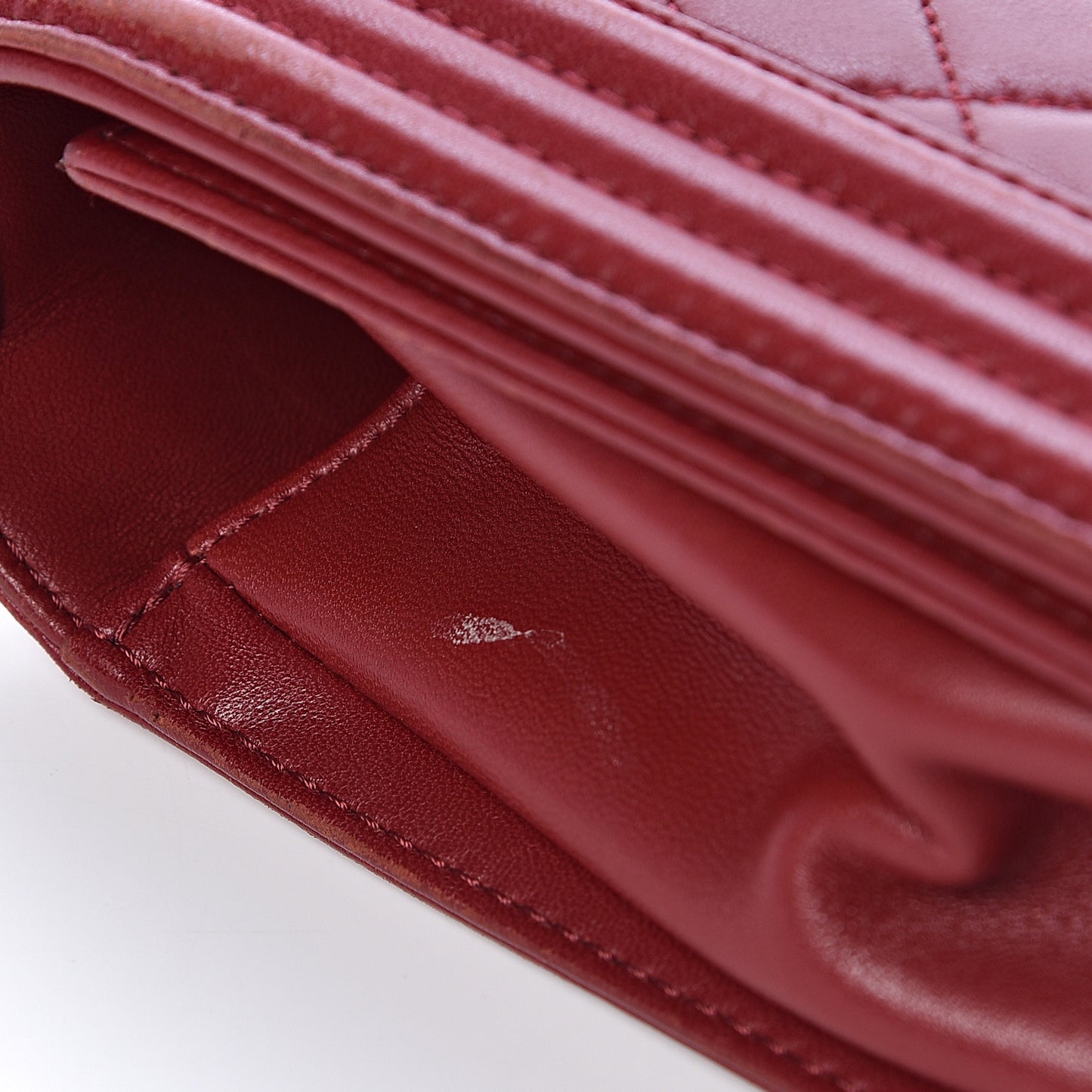 Lambskin Quilted New Medium Boy Flap Dark Red