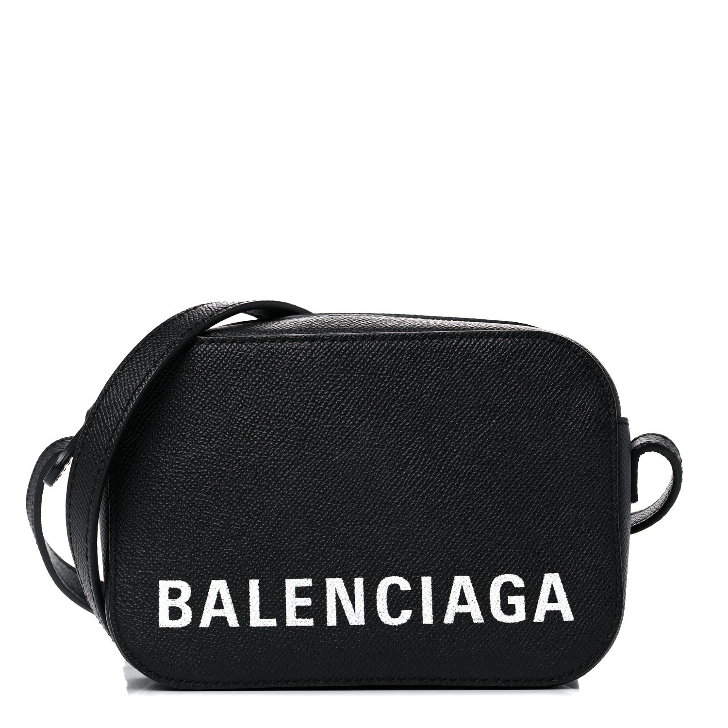 Balenciaga Signature Grained Calfskin Logo XS Ville Camera Bag Black White 1 of 10