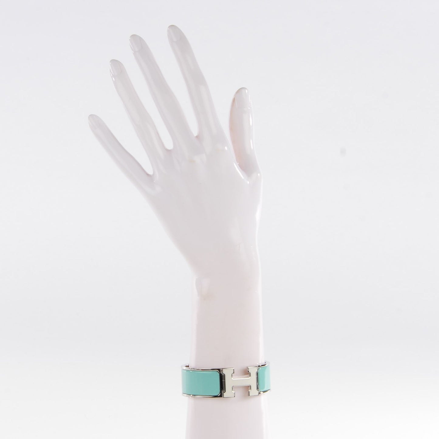 Enamel Wide Clic Clac H Bracelet PM Lagon Blanc