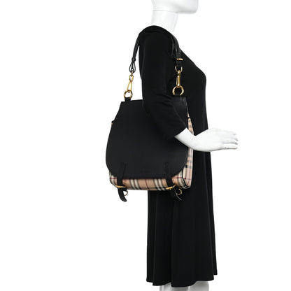 Burberry Calfskin Haymarket Check Small Bridle Satchel Black 2 of 17
