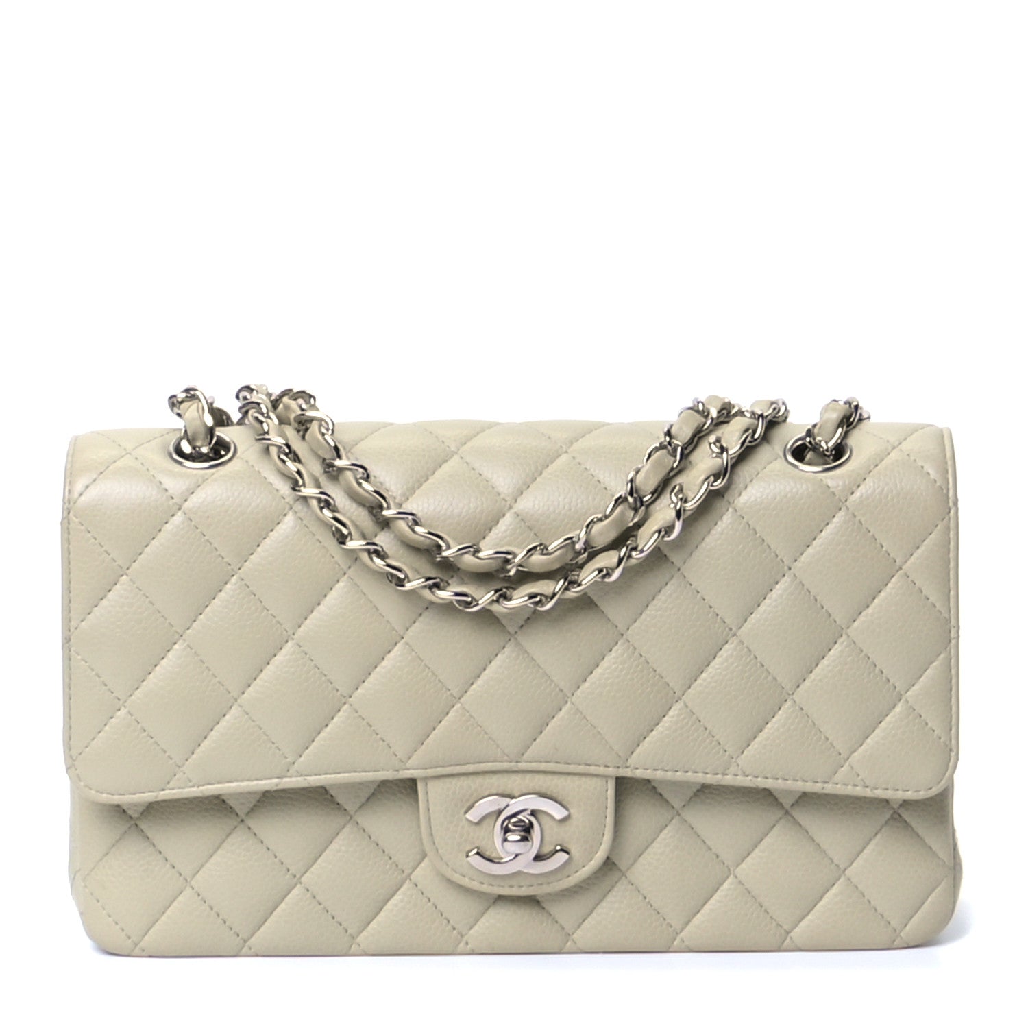 Chanel Caviar Quilted Medium Double Flap Light Green 1 of 6