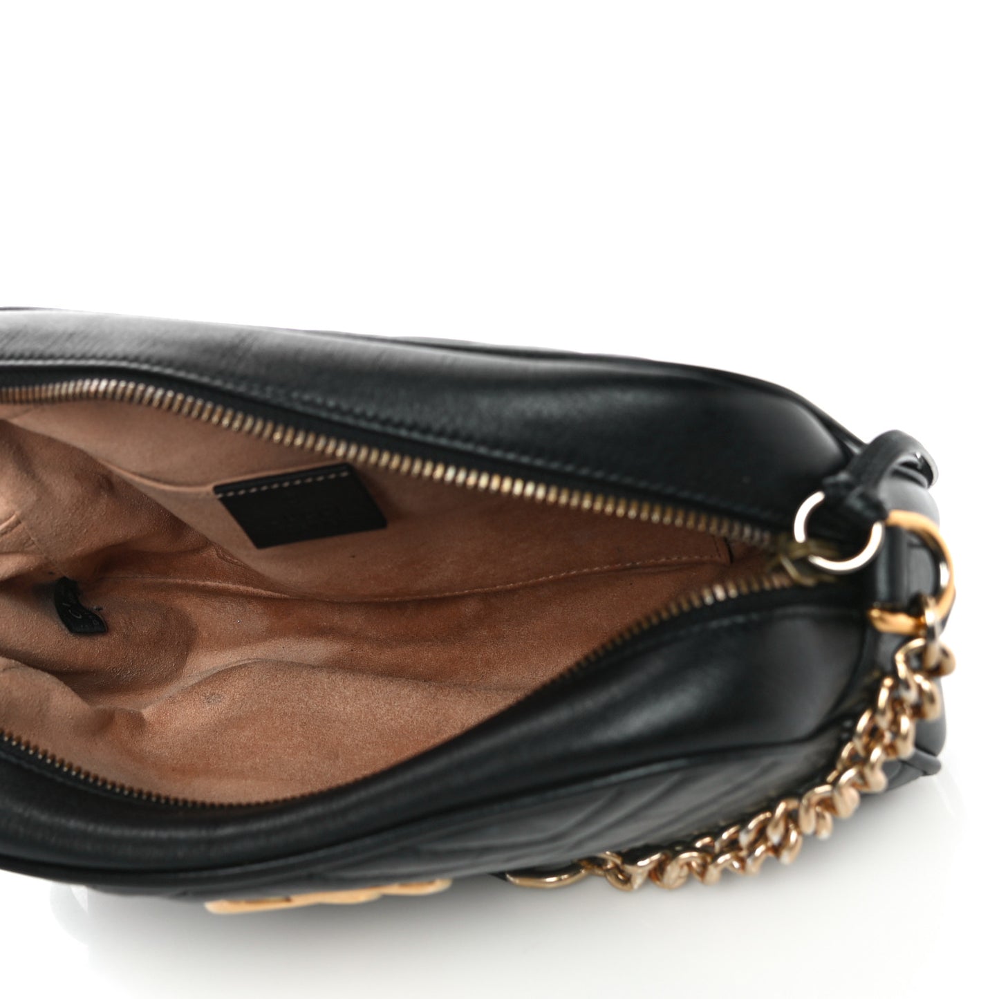Calfskin Matelasse Small GG Marmont Chain Shoulder Bag Black