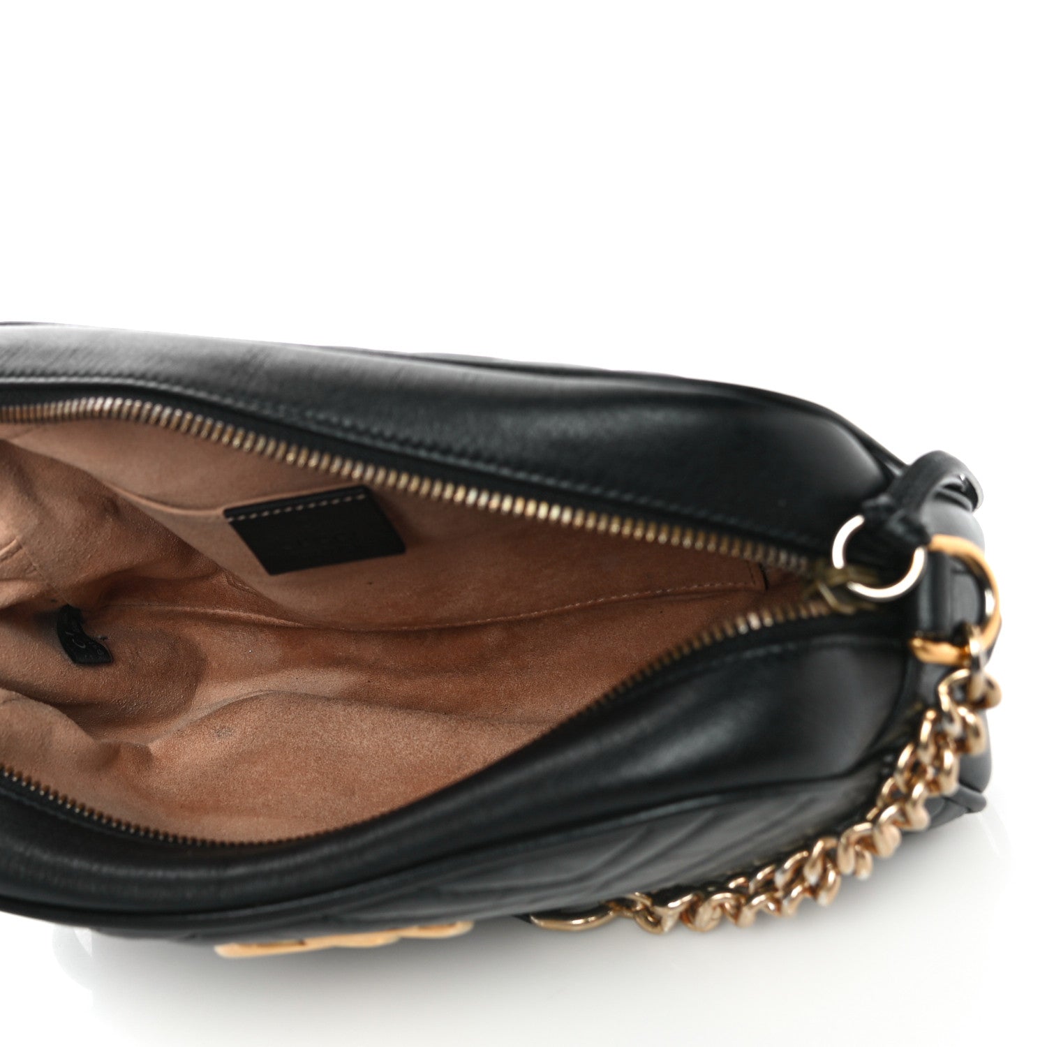 Gucci Calfskin Matelasse Small GG Marmont Chain Shoulder Bag Black 5 of 16