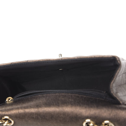 Chanel Metallic Caviar Chevron Quilted Mini Statement Flap Bronze 7 of 13